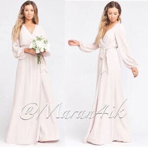 NWT Show Me Your Mumu Lady Long
Sleeve Wrap Dress Show Me The Ring Ivory XS